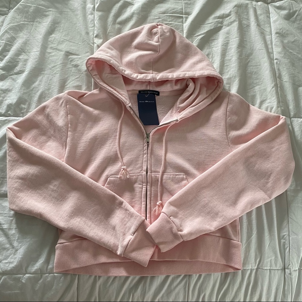 light pink brandy melville cropped christy hoodie
